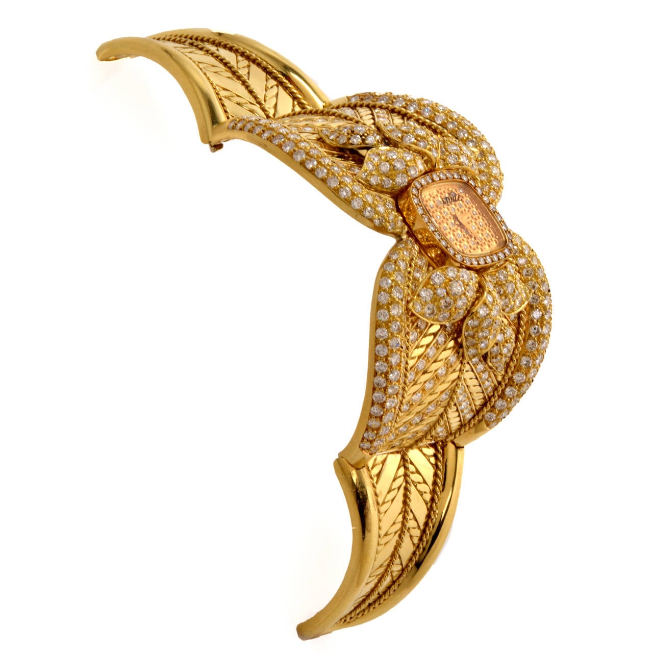 Women's Etoile Lady's Yellow Gold and Diamond Cuff Bracelet Watch