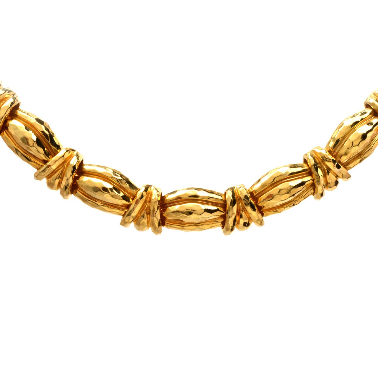 Henry Dunay Heavy Hand-Hammered Gold Necklace In Excellent Condition In Miami, FL