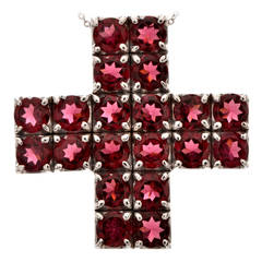 Pasquale Bruni Pink Tourmaline Gold Cross Pendant