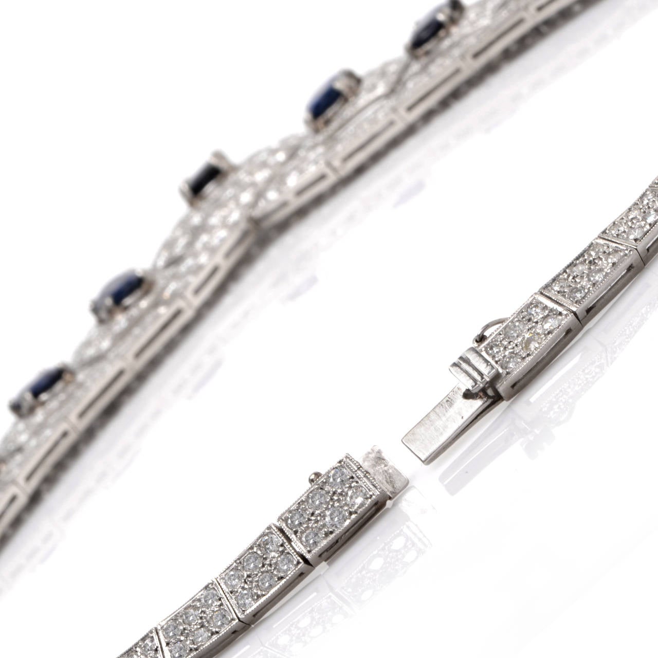 Sapphire Diamond Platinum Choker Necklace In Excellent Condition In Miami, FL