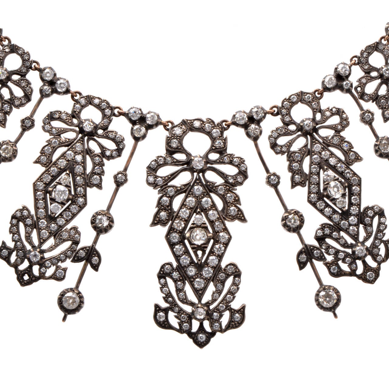 Diamond Silver Gold Fringe Necklace 1