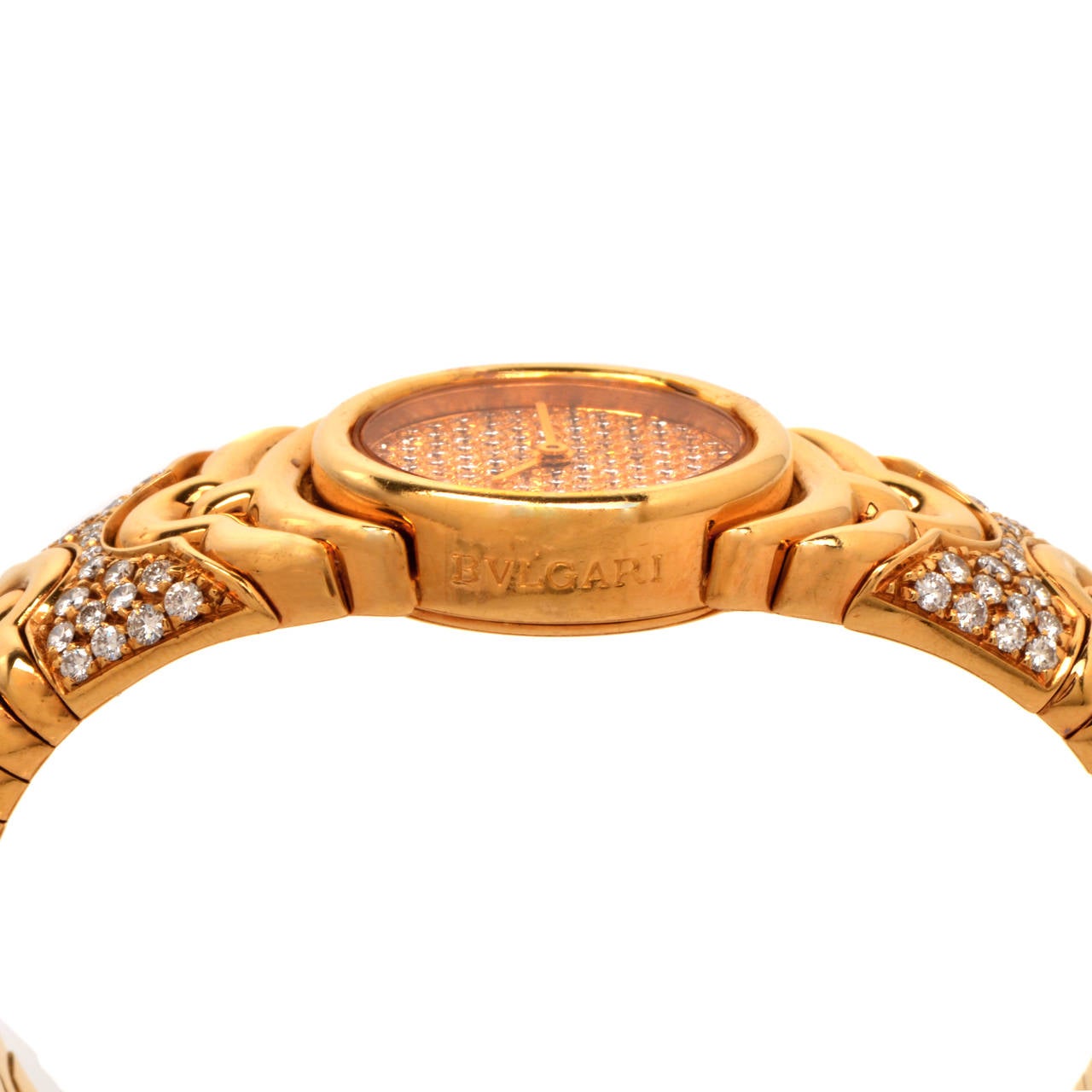 Women's Bulgari Lady's Yellow Gold and Diamond Parentesi Bangle Watch