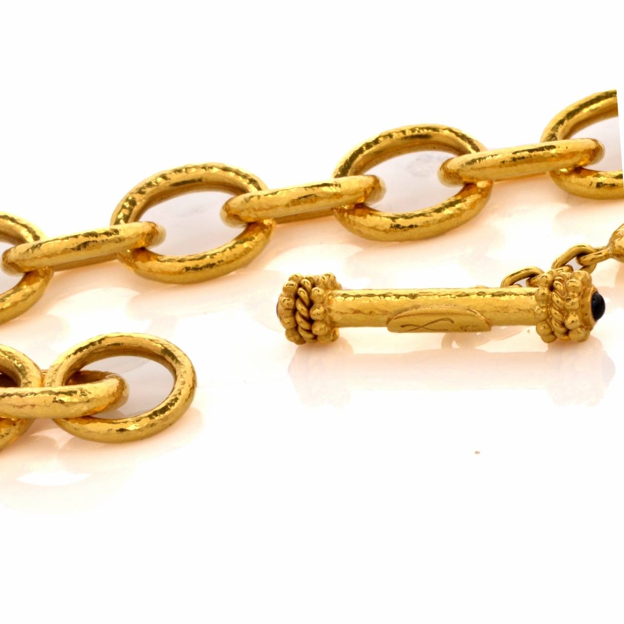 Women's Elizabeth Locke Hammered Yellow Gold Link Necklace