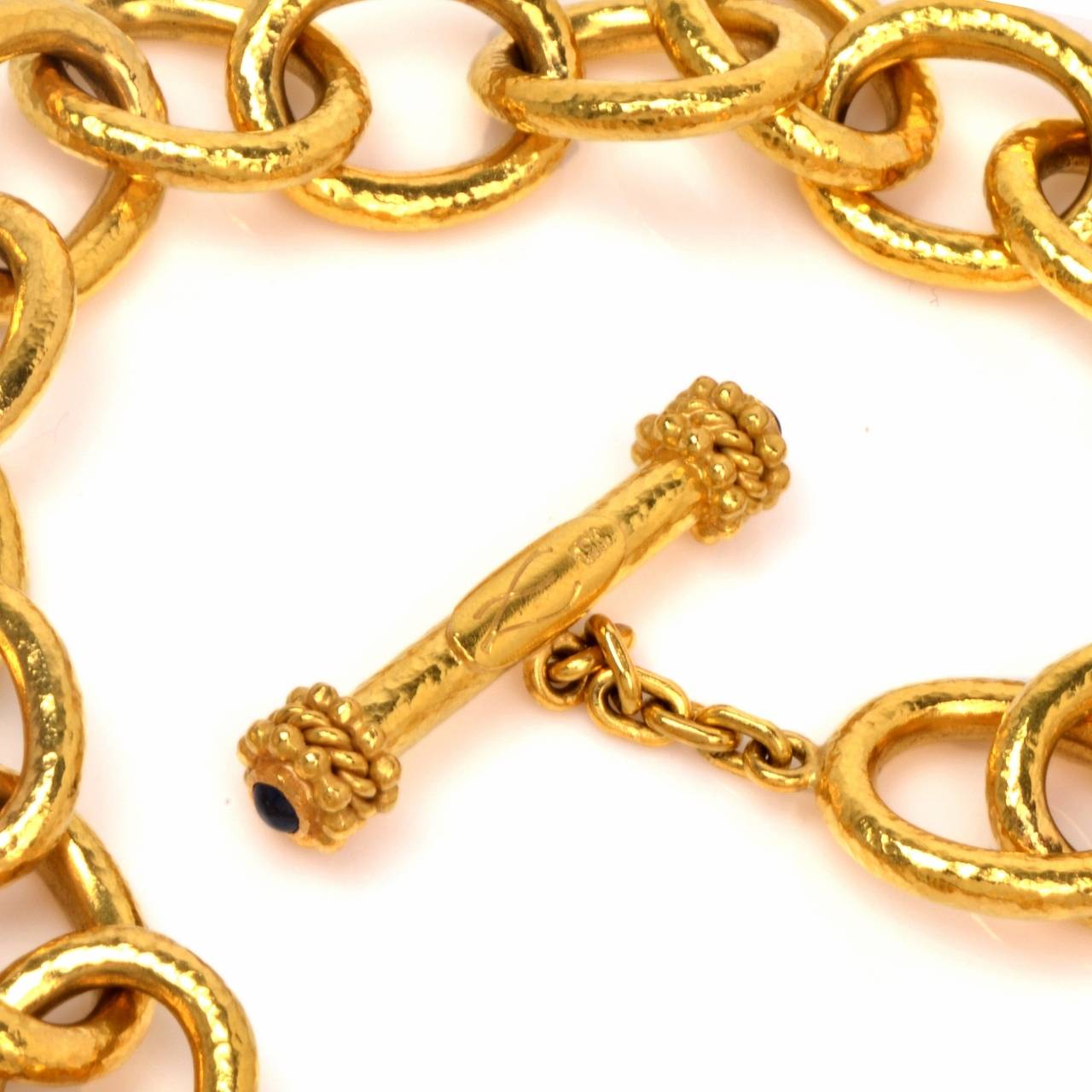 Elizabeth Locke Hammered Yellow Gold Link Necklace 1