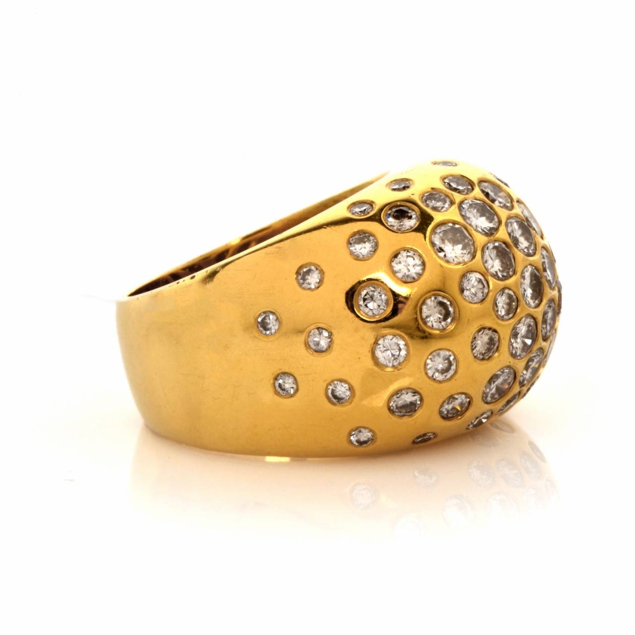 Diamond Gold Dome Cocktail Ring at 1stDibs