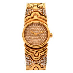 Bulgari Lady's Yellow Gold and Diamond Parentesi Bangle Watch