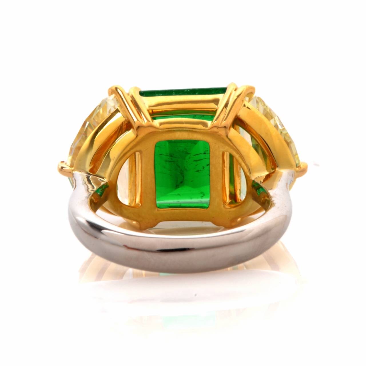 Women's Impressive Emerald Diamond Gold Platinum Cocktail Ring