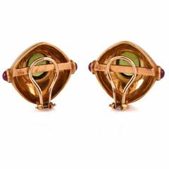Tourmaline Gold Clip-Back Earrings