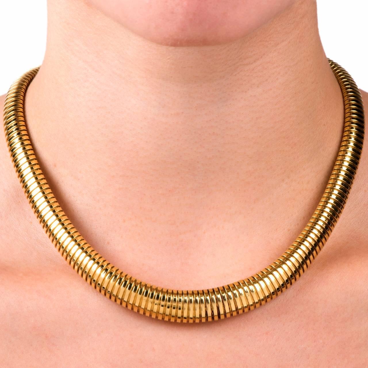 Modern Italian Gold Snake Choker Necklace