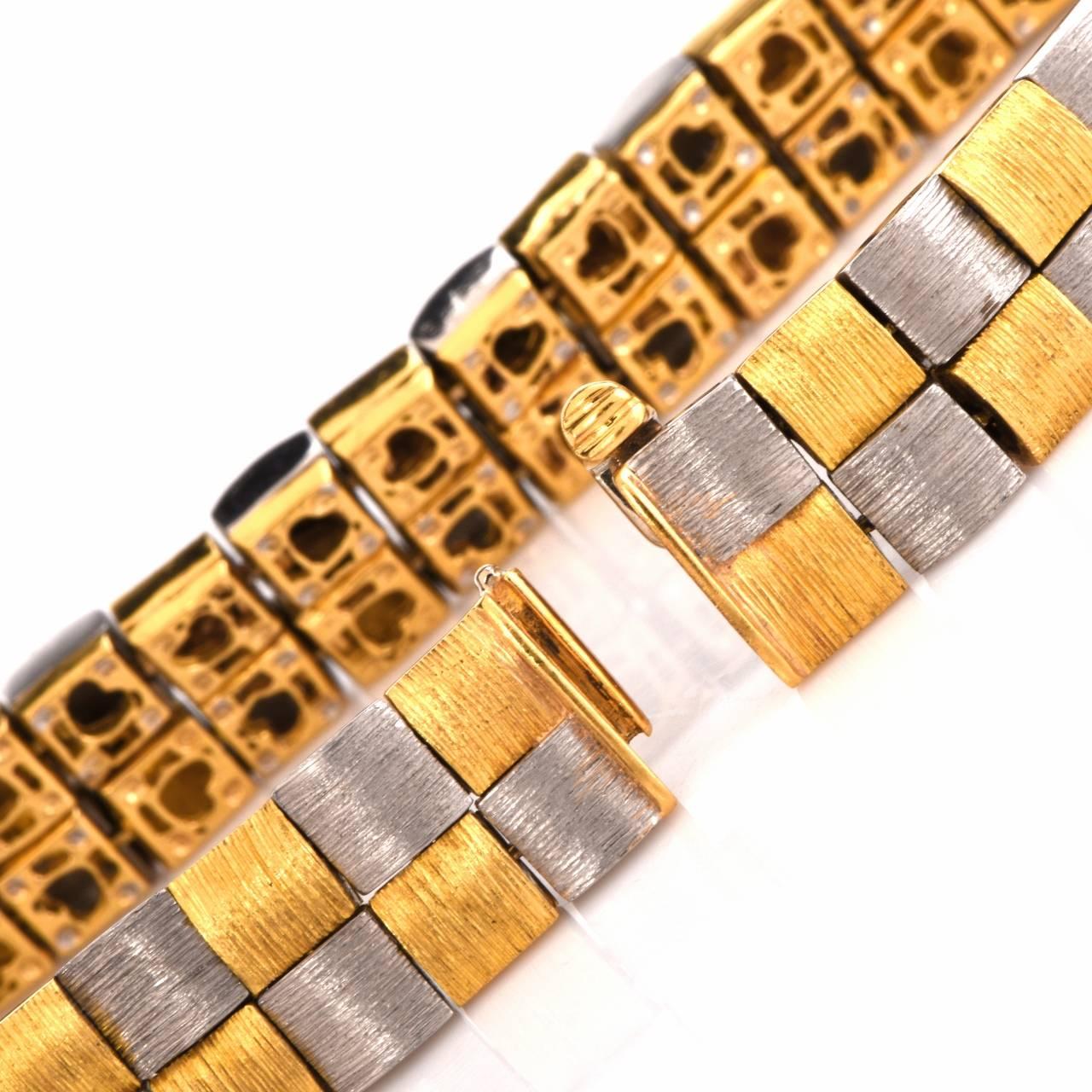 Henry Dunay Two Color Gold Platinum Men's Link Bracelet In Excellent Condition In Miami, FL