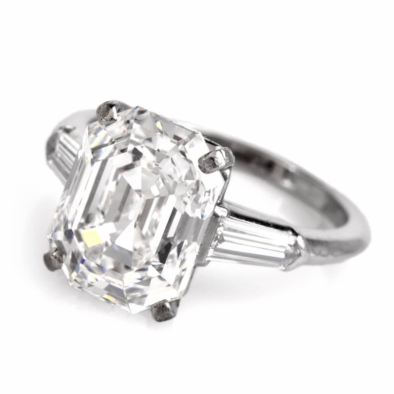 5.09ct F-IF Emerald-Cut Diamond Engagement Ring For Sale at 1stdibs