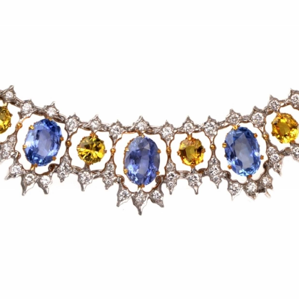 Women's Buccellati Sapphire and Diamond Gold Necklace