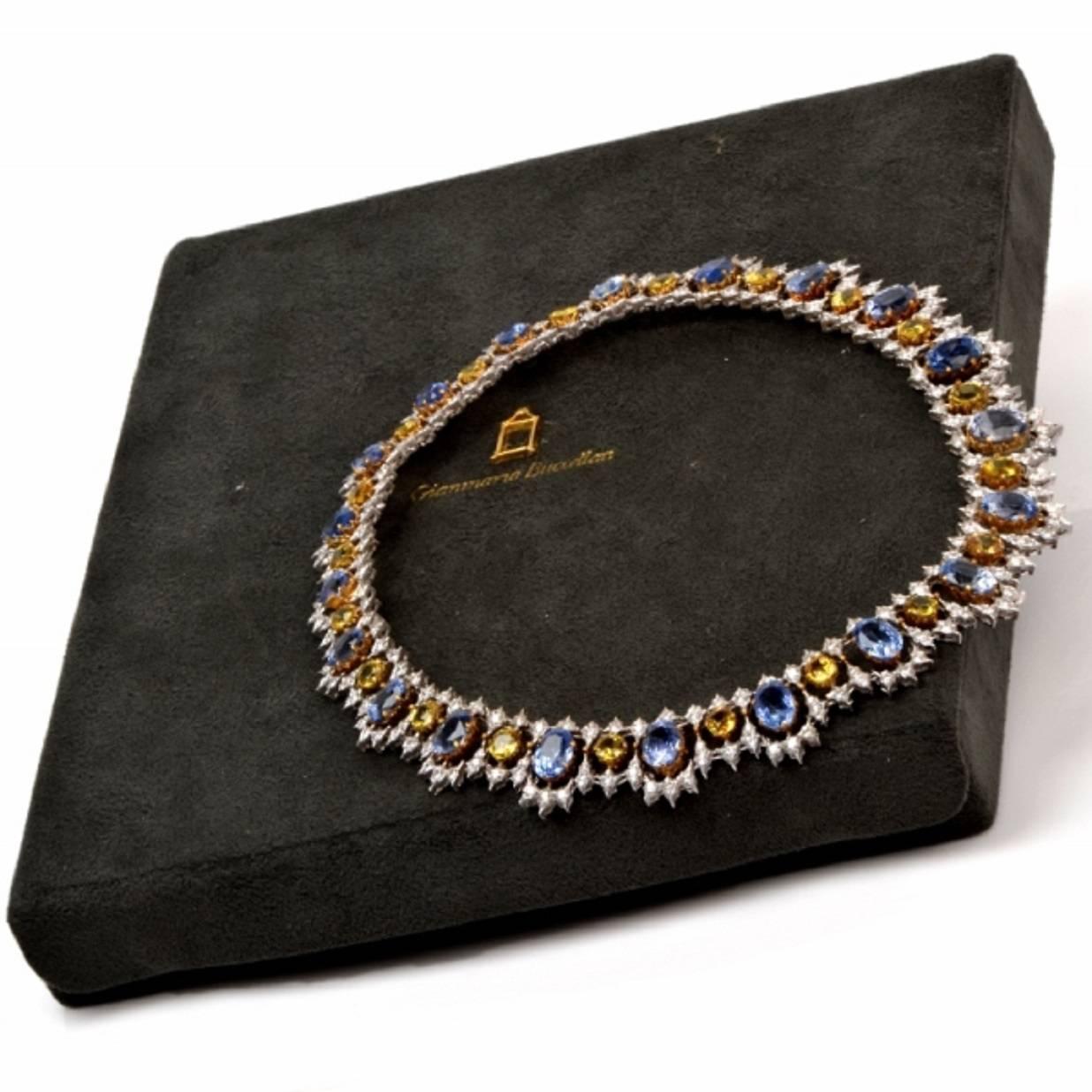Art Deco Buccellati Sapphire and Diamond Gold Necklace