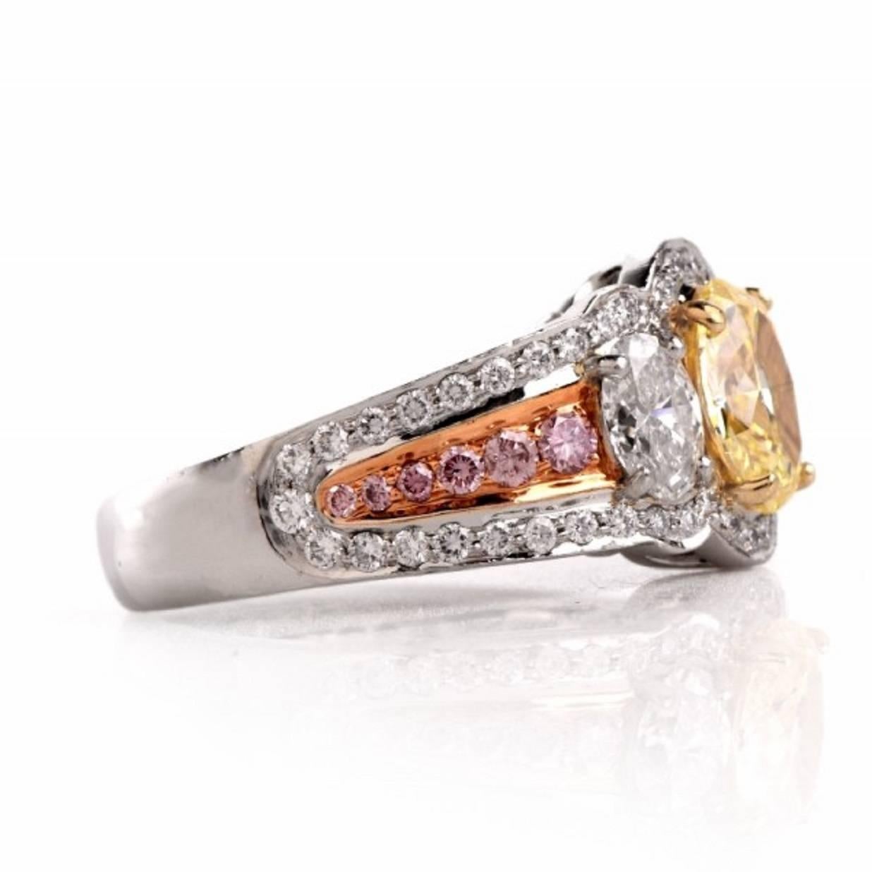 yellow and pink diamond engagement rings