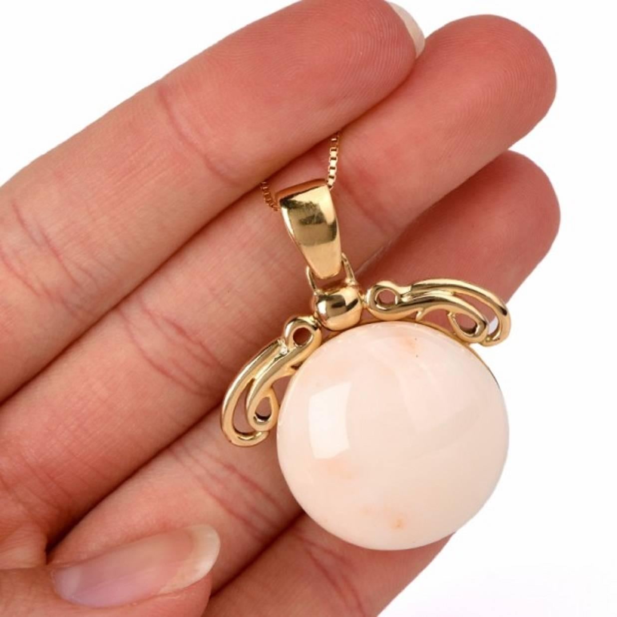 Women's Natural Angel Skin Coral Gold Pendant