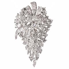 Stunning Diamond Platinum Leaf Brooch Pin and Pendant
