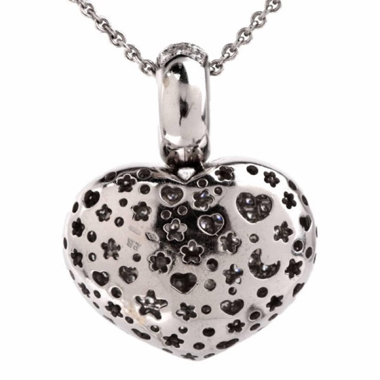 Modern Pasquale Bruni Large Diamond Gold Encrusted Heart Pendant