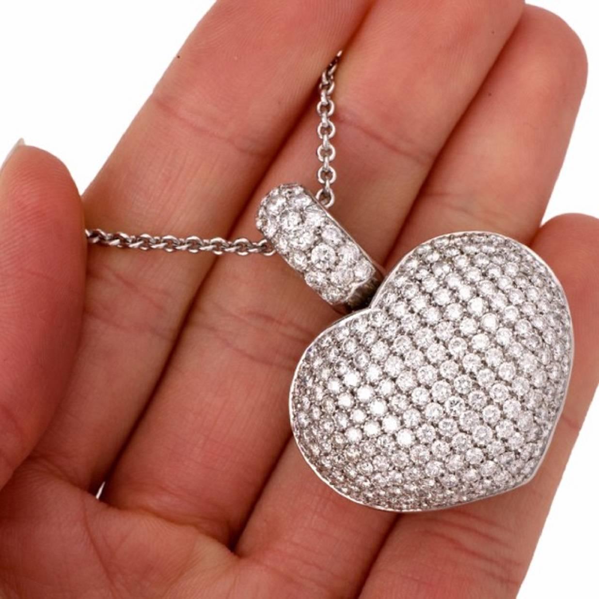 Women's  Pasquale Bruni Large Diamond Gold Encrusted Heart Pendant 