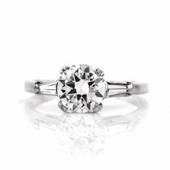 1.63 Carat GIA Cert Round Diamond Platinum Engagement Ring