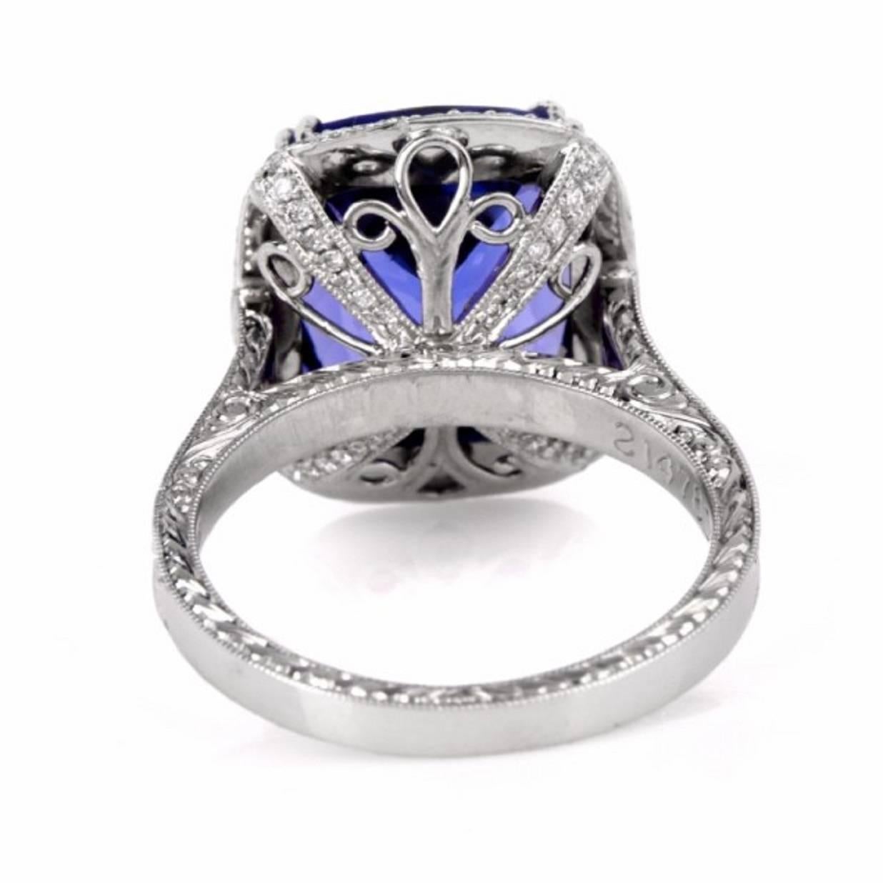 Beaudry  Diamond Tanzanite Platinum Enagement Ring In Excellent Condition In Miami, FL
