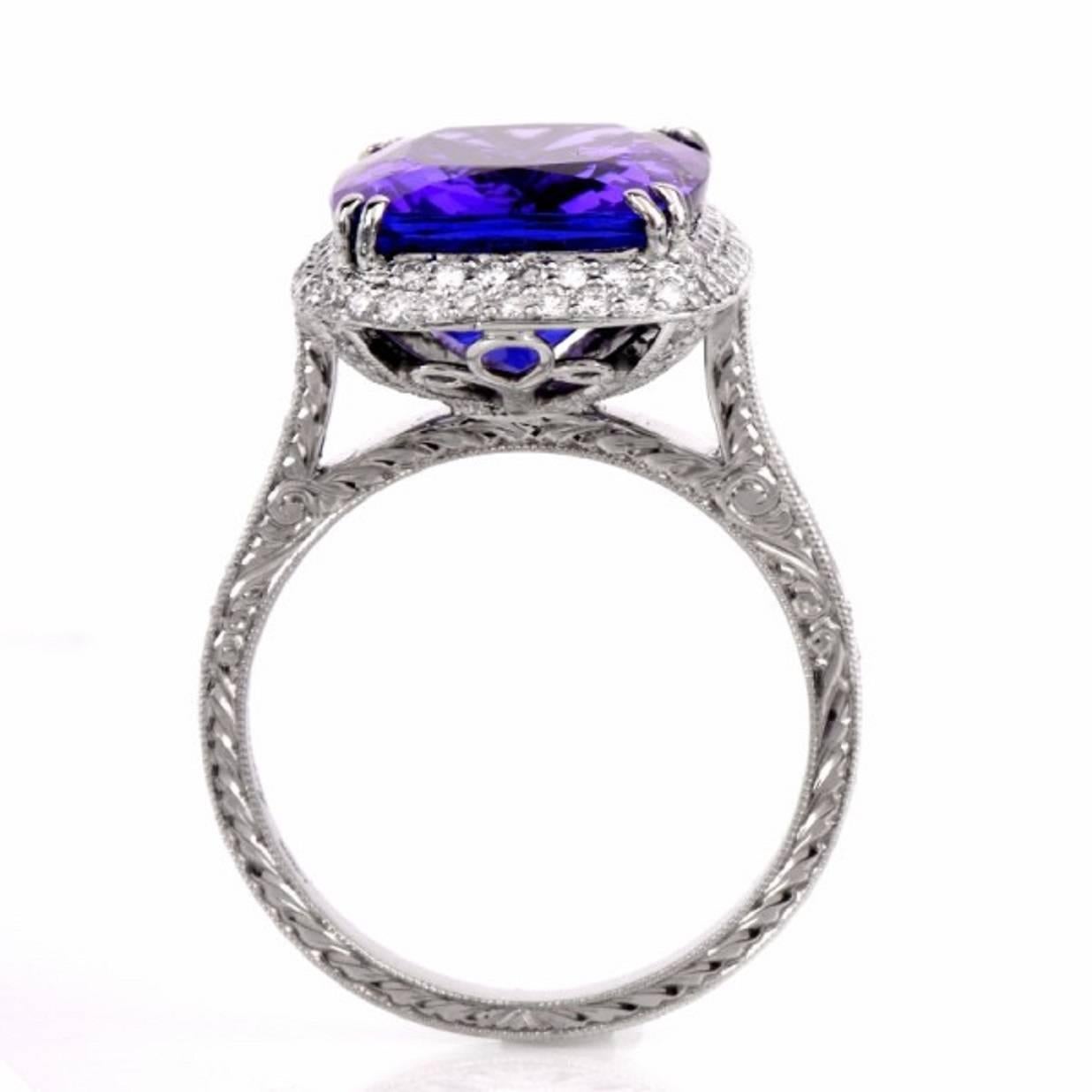 Women's Beaudry  Diamond Tanzanite Platinum Enagement Ring
