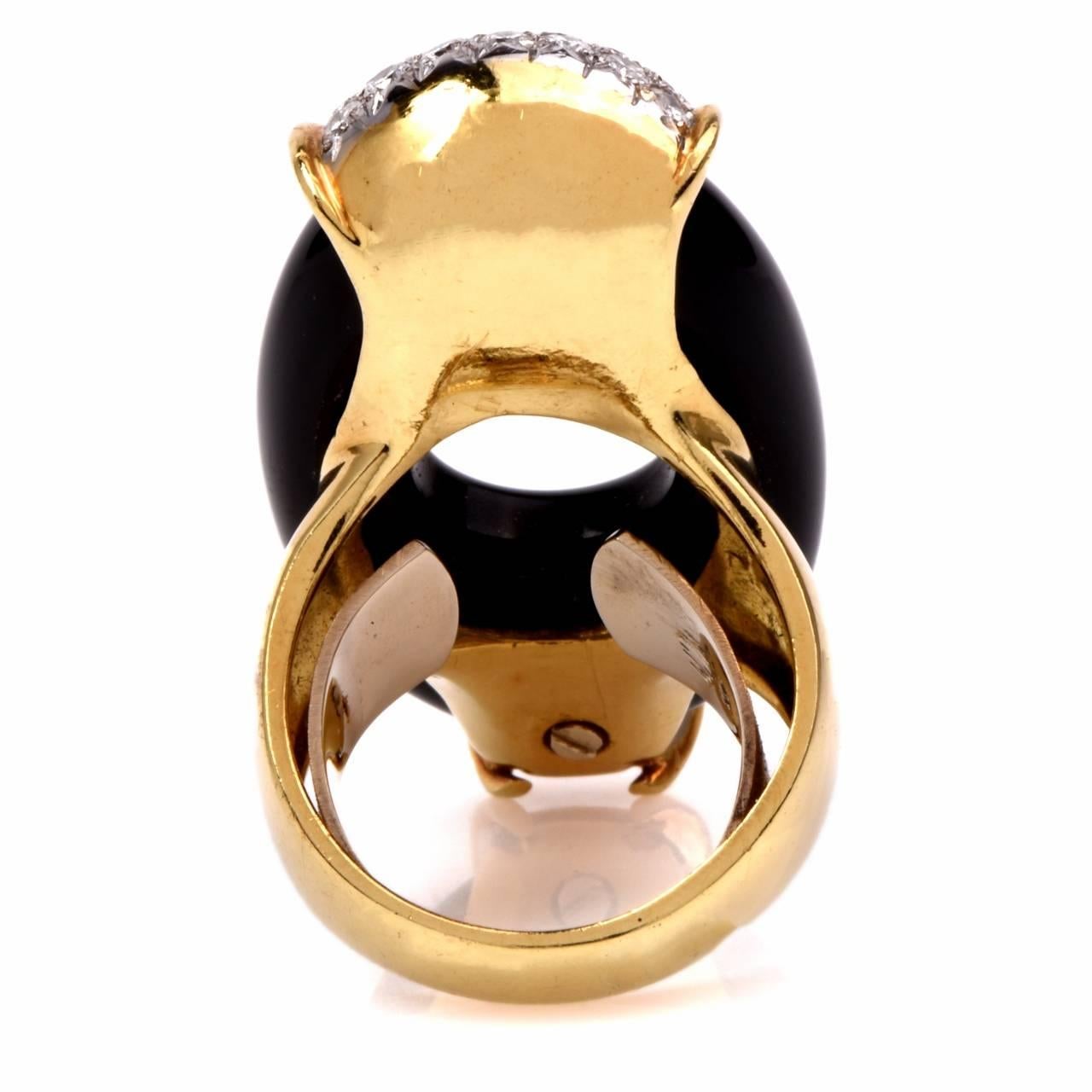 1970s onyx Diamond gold Cocktail Ring In Excellent Condition In Miami, FL