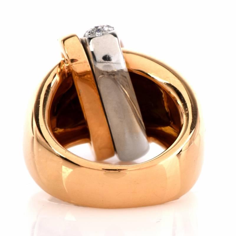 Modern Designer Alfieri & St John Diamond Sapphire 18 Karat Gold Cocktail Ring