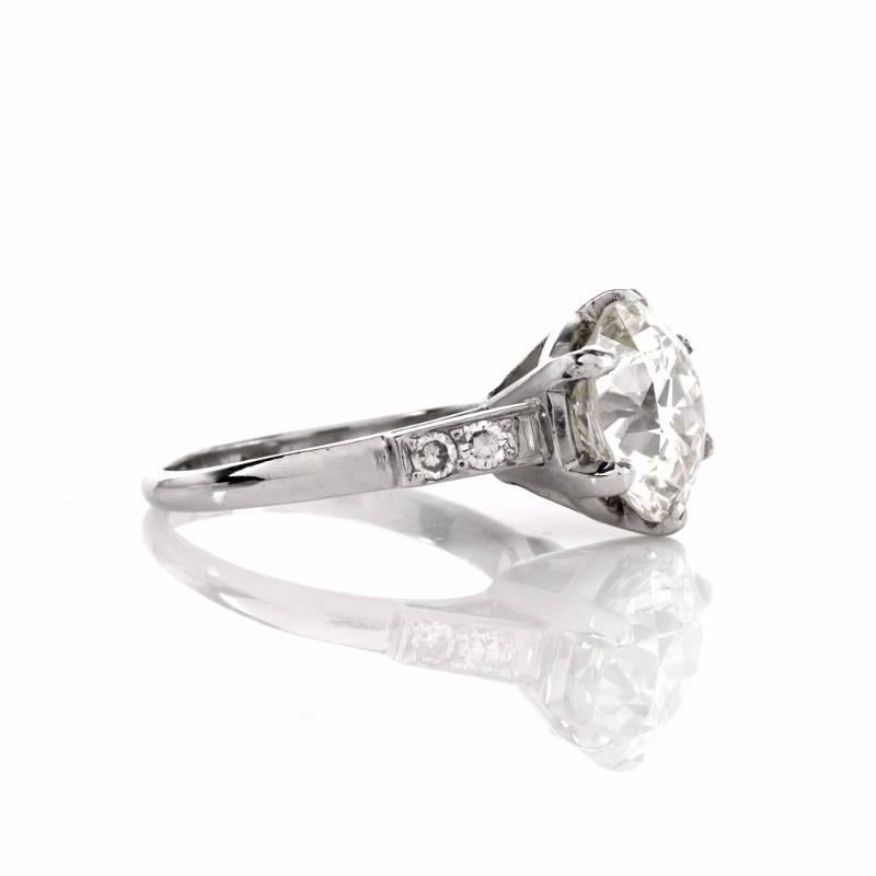 Art Deco 4.27 Carat Diamond Gold Engagement Ring