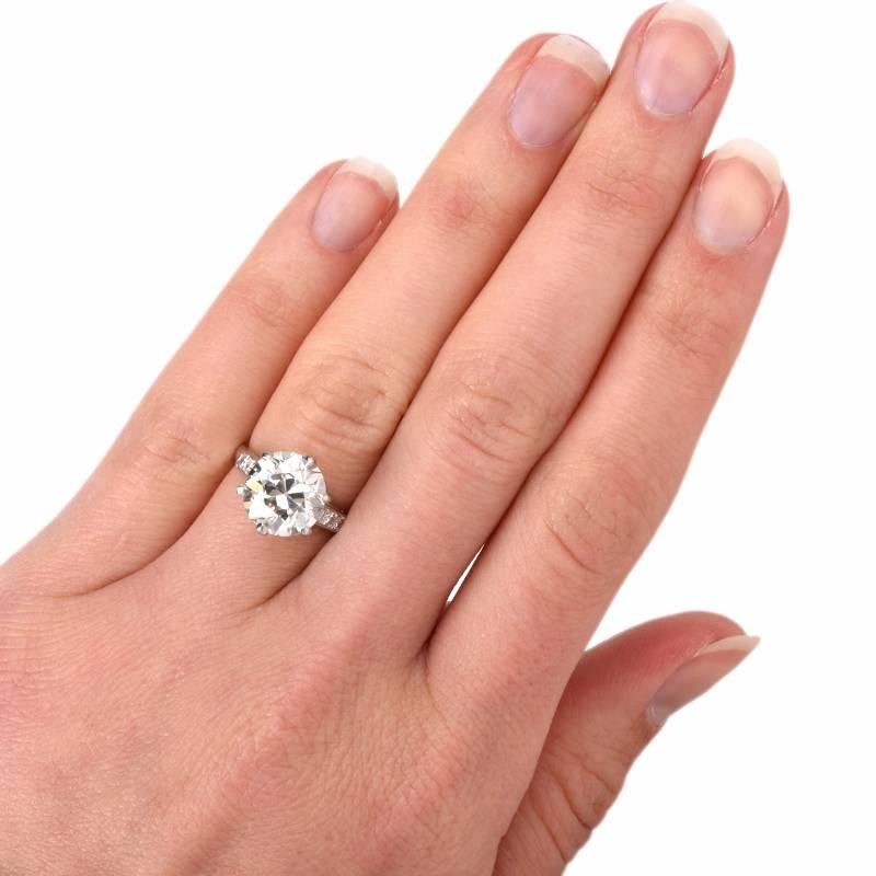 4.27 Carat Diamond Gold Engagement Ring 2