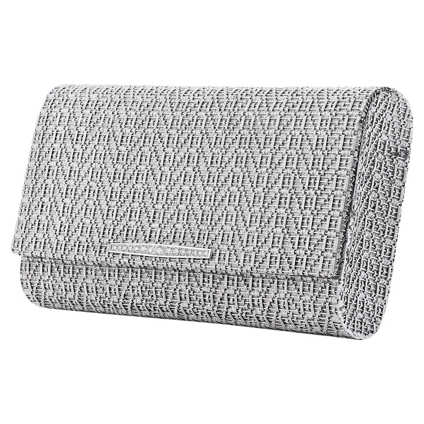 Italienische Diamant-Damen-Clutch aus 18 Karat Weißgold, 1960er Jahre