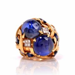 Natural Sapphire Diamond Gold Ring