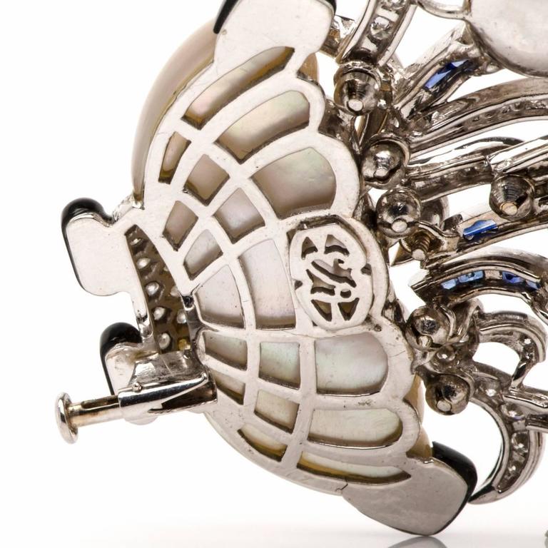 MultiGem Gold Flower Basket Lapel Brooch Pin For Sale at 1stdibs