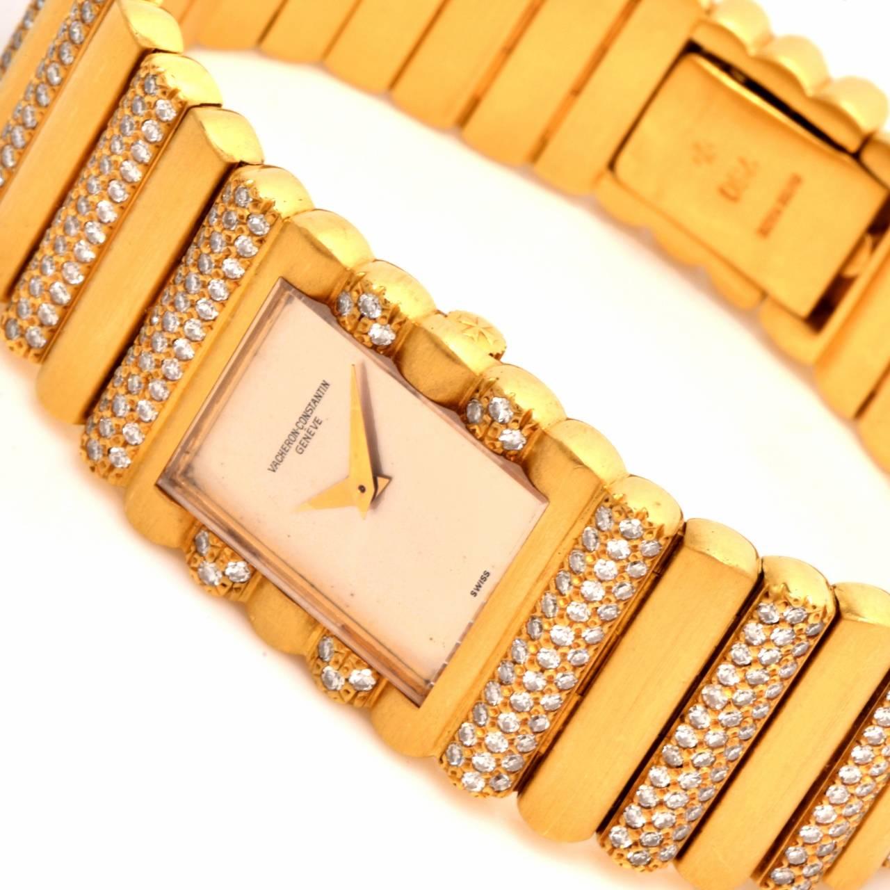 Vacheron Constantin Yellow Gold Diamond Manual Wristwatch Ref 15006 In Excellent Condition In Miami, FL