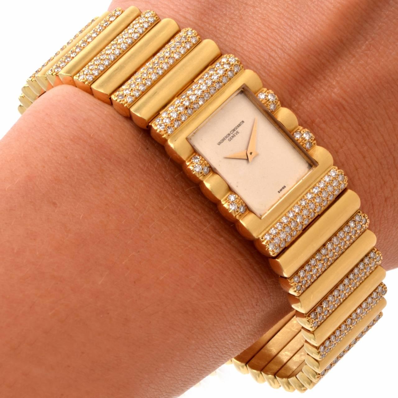 Vacheron Constantin Yellow Gold Diamond Manual Wristwatch Ref 15006 3