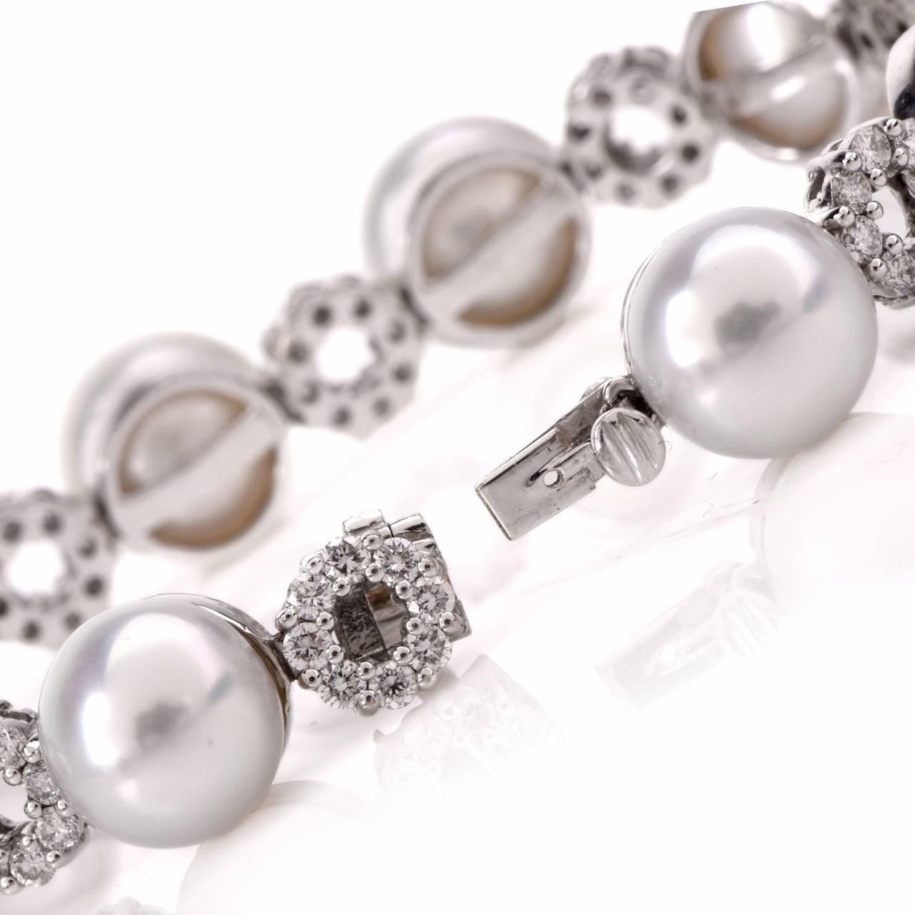 Women's  South Sea Pearl Diamond Gold Choker Necklace