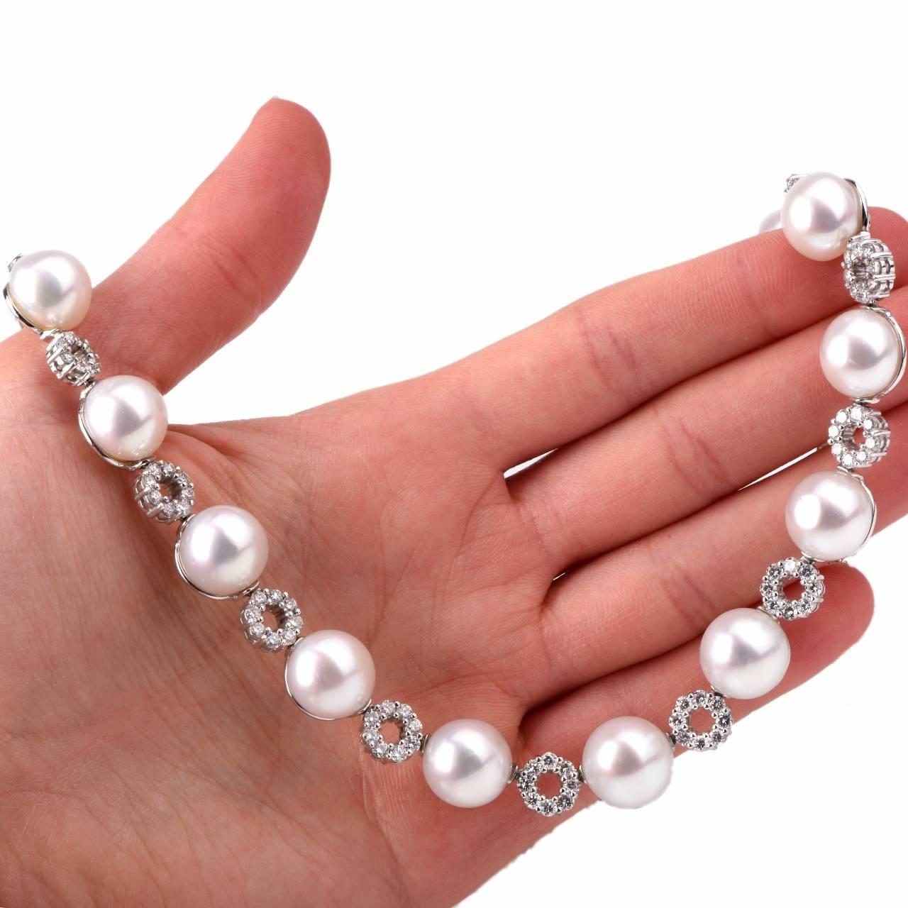  South Sea Pearl Diamond Gold Choker Necklace 1