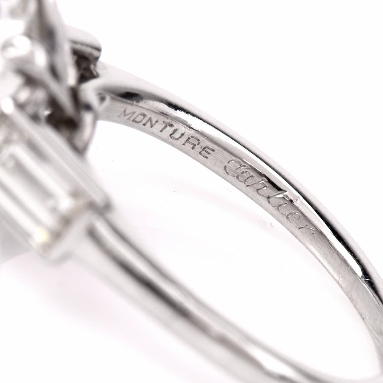 Art Deco Cartier Diamond Platinum Solitaire Engagement Ring