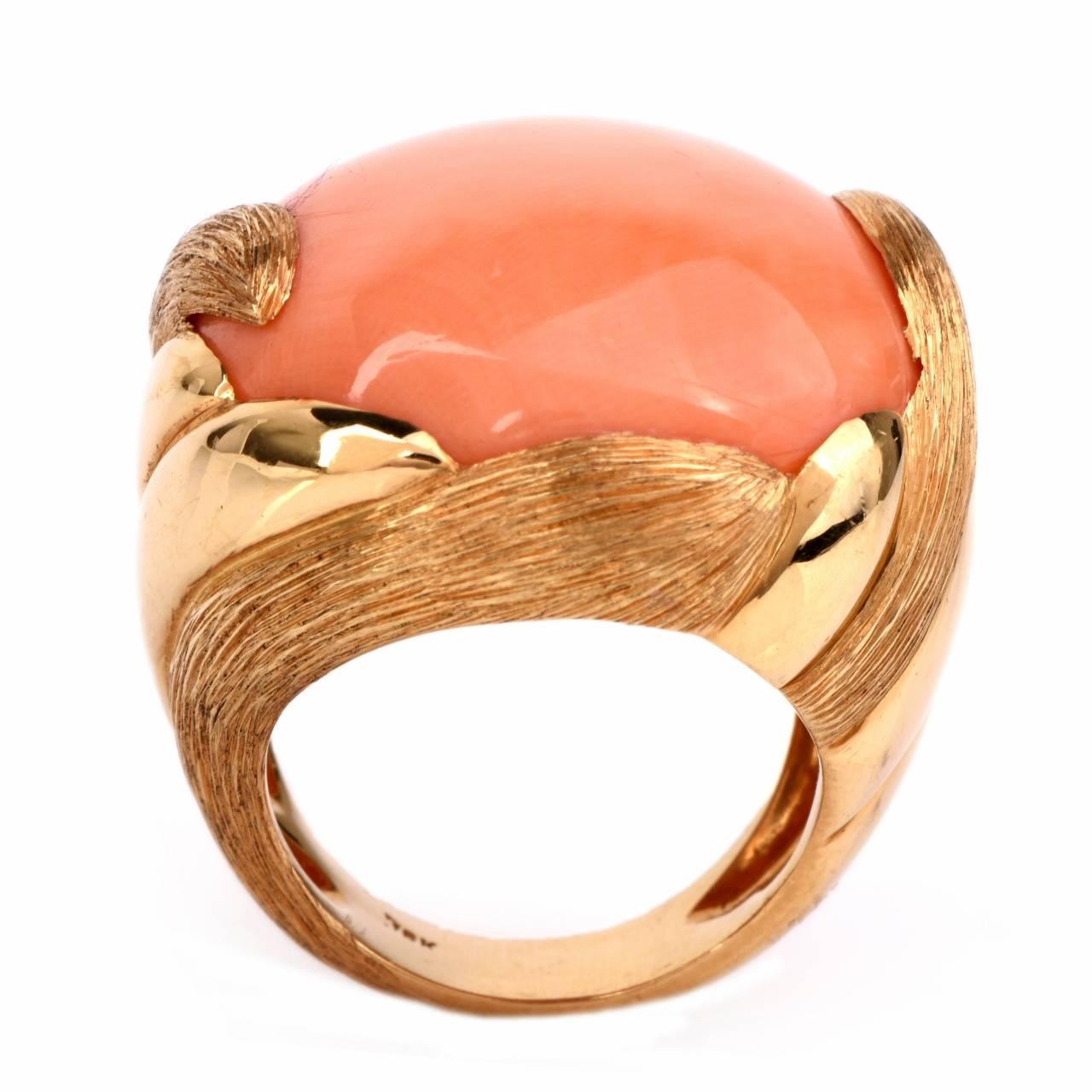 Retro Coral Gold Ring 1