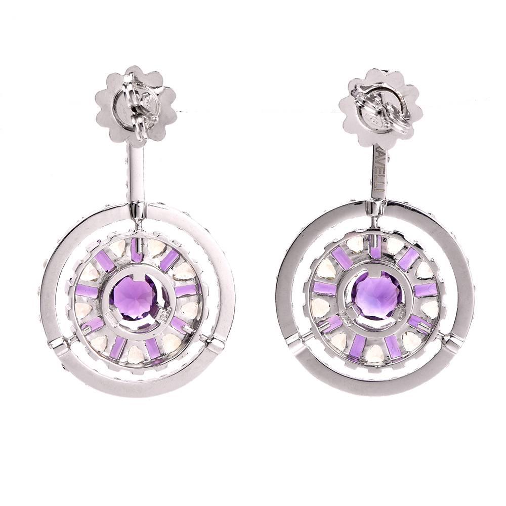 GARAVELLI Diamond Amethyst Gold Circular Drop Earrings 1