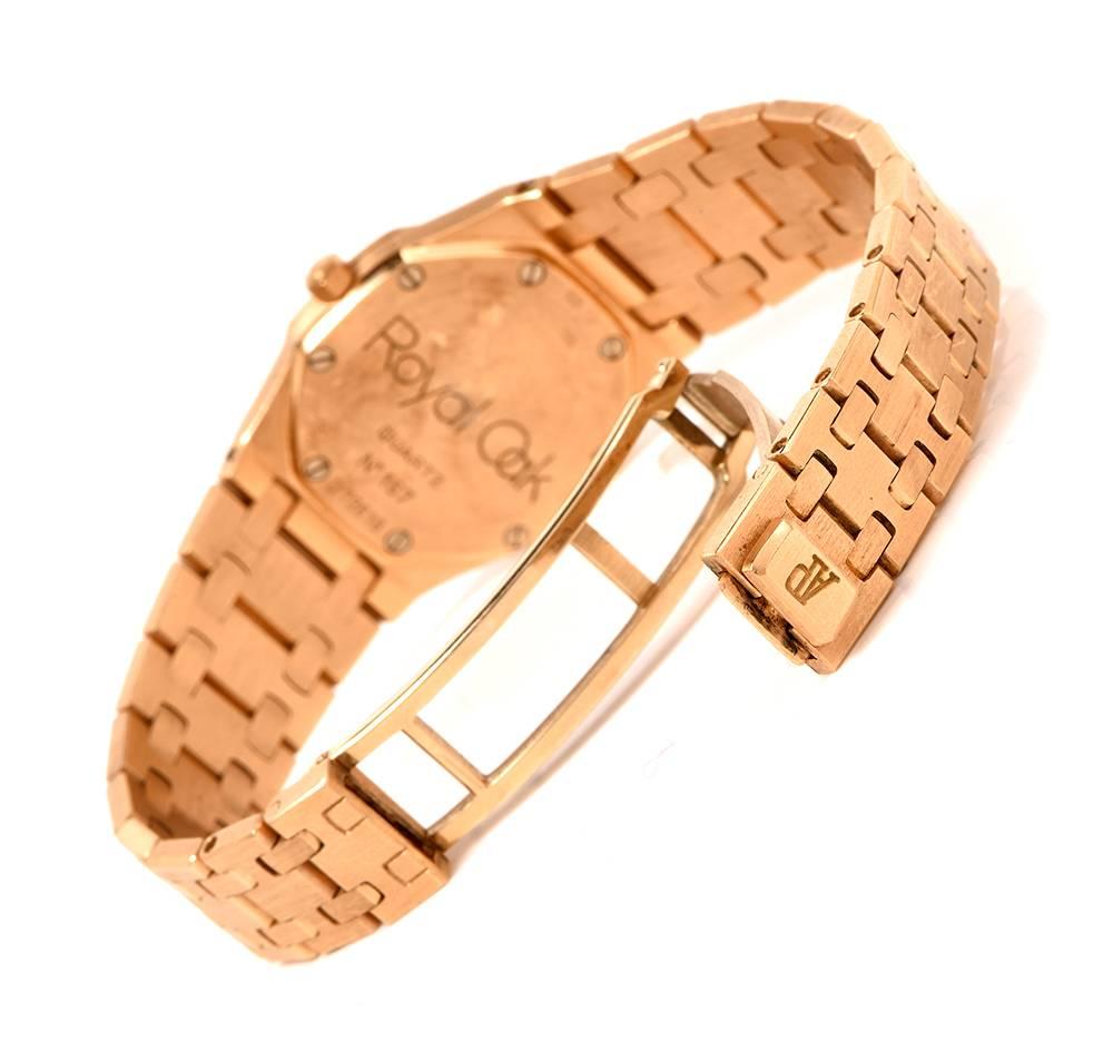 Audemars Piguet Lady's Rose Gold Diamond Royal Oak Quartz Wristwatch 2