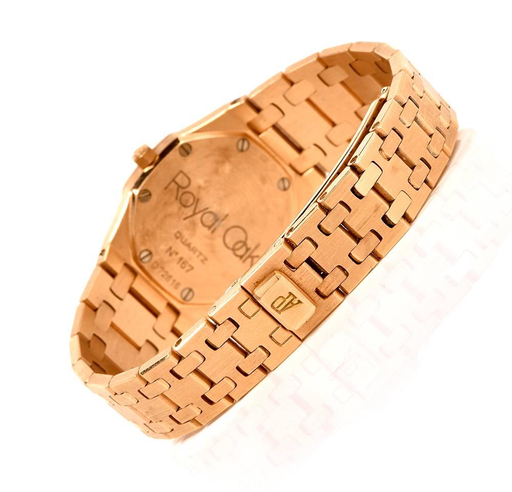 Women's Audemars Piguet Lady's Rose Gold Diamond Royal Oak Quartz Wristwatch