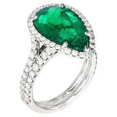  6.68cts Colombian Emerald Diamond AGL Cocktail Engagement Ring 