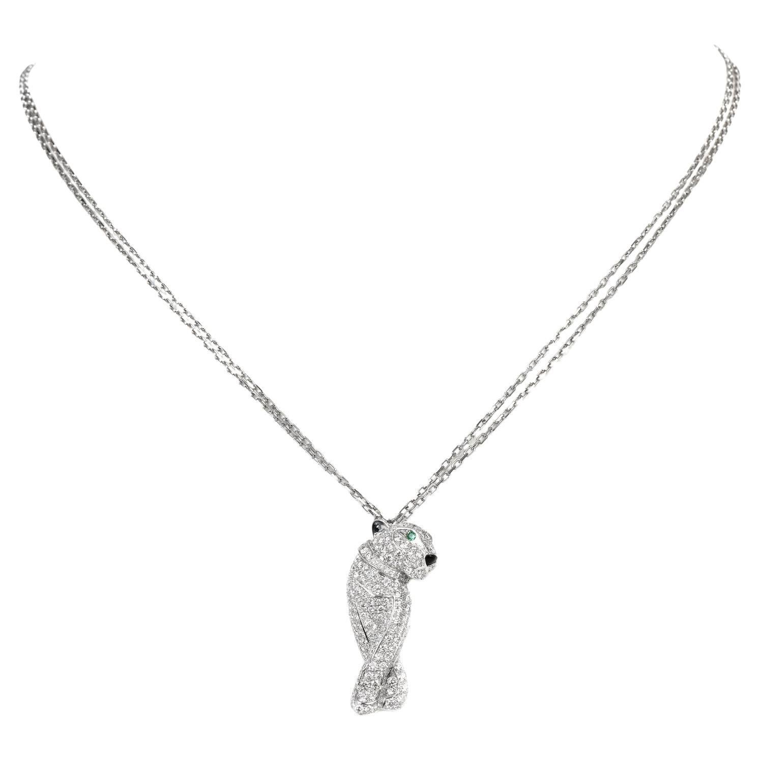 Cartier 'Panthère De Cartier' Diamond Panther Pendant Necklace