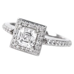 Vintage Art Deco .75 Carat GIA Certified Asscher Cut Diamond Platinum Engagement Ring