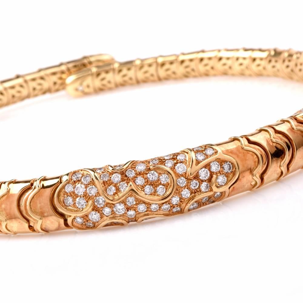 Modern Diamond Gold Choker Cuff Necklace