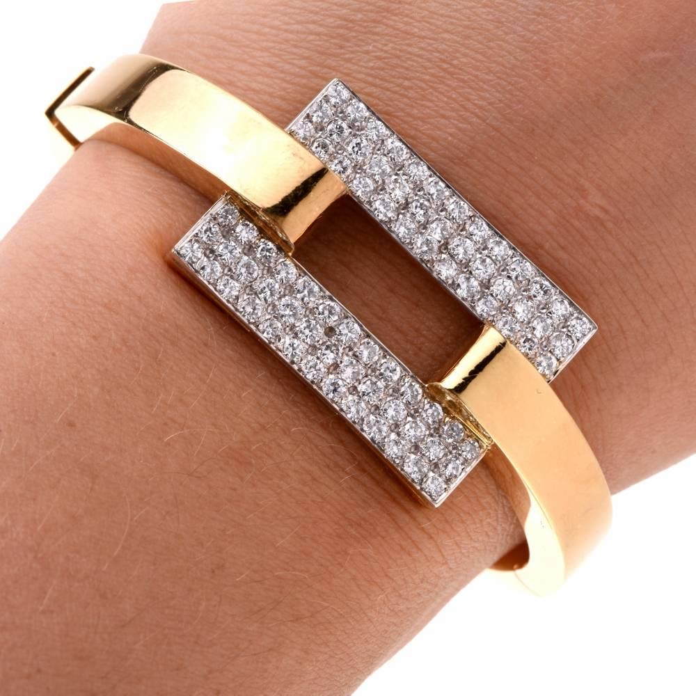 Women's Modern Diamond Gold Bangle Bracelet