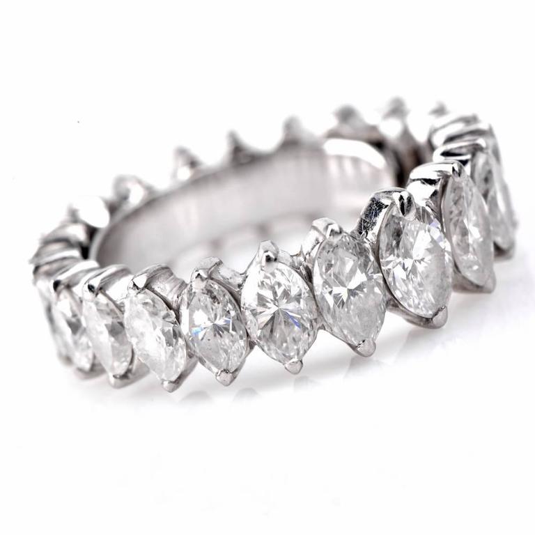Classic Marquise Diamond Platinum Eternity Band Ring at 1stDibs