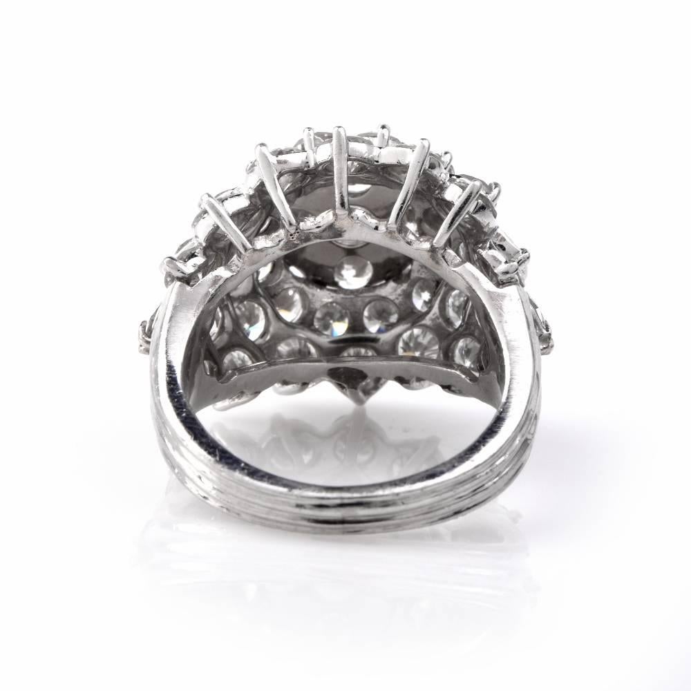 Women's Diamond Platinum Cluster Dome Band Ring