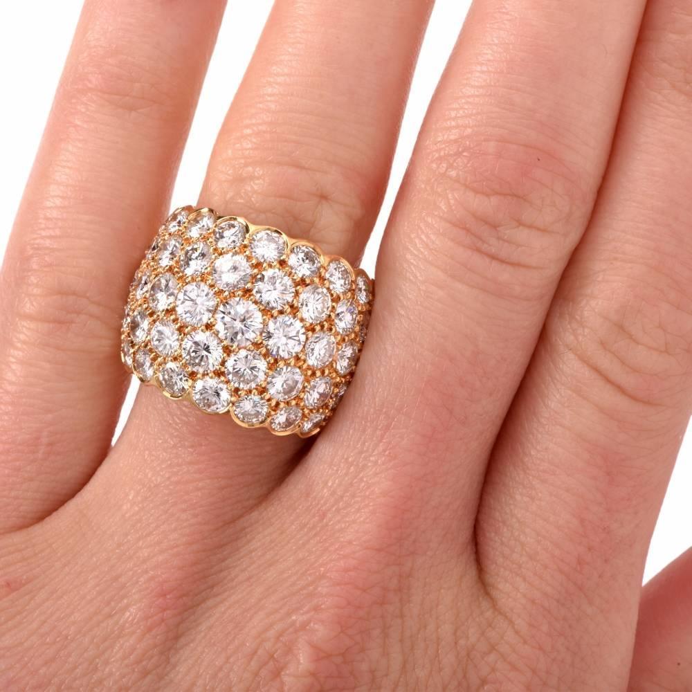 Stylish Diamond Gold Dome Ring For Sale at 1stdibs