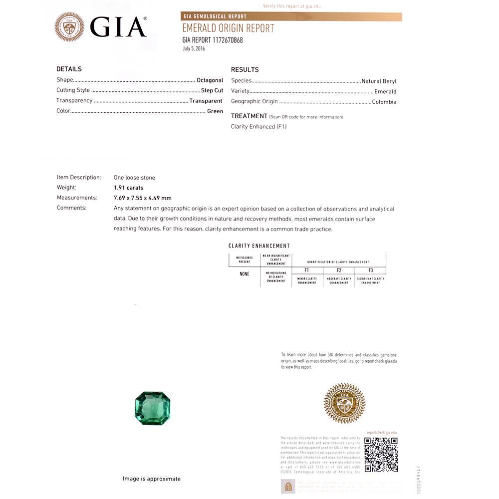Certified 2.51carat Colombian Emerald Diamond Three Stone Platinum Ring 2